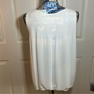Max Studio Pleated Sheer White Sleeveless Blouse